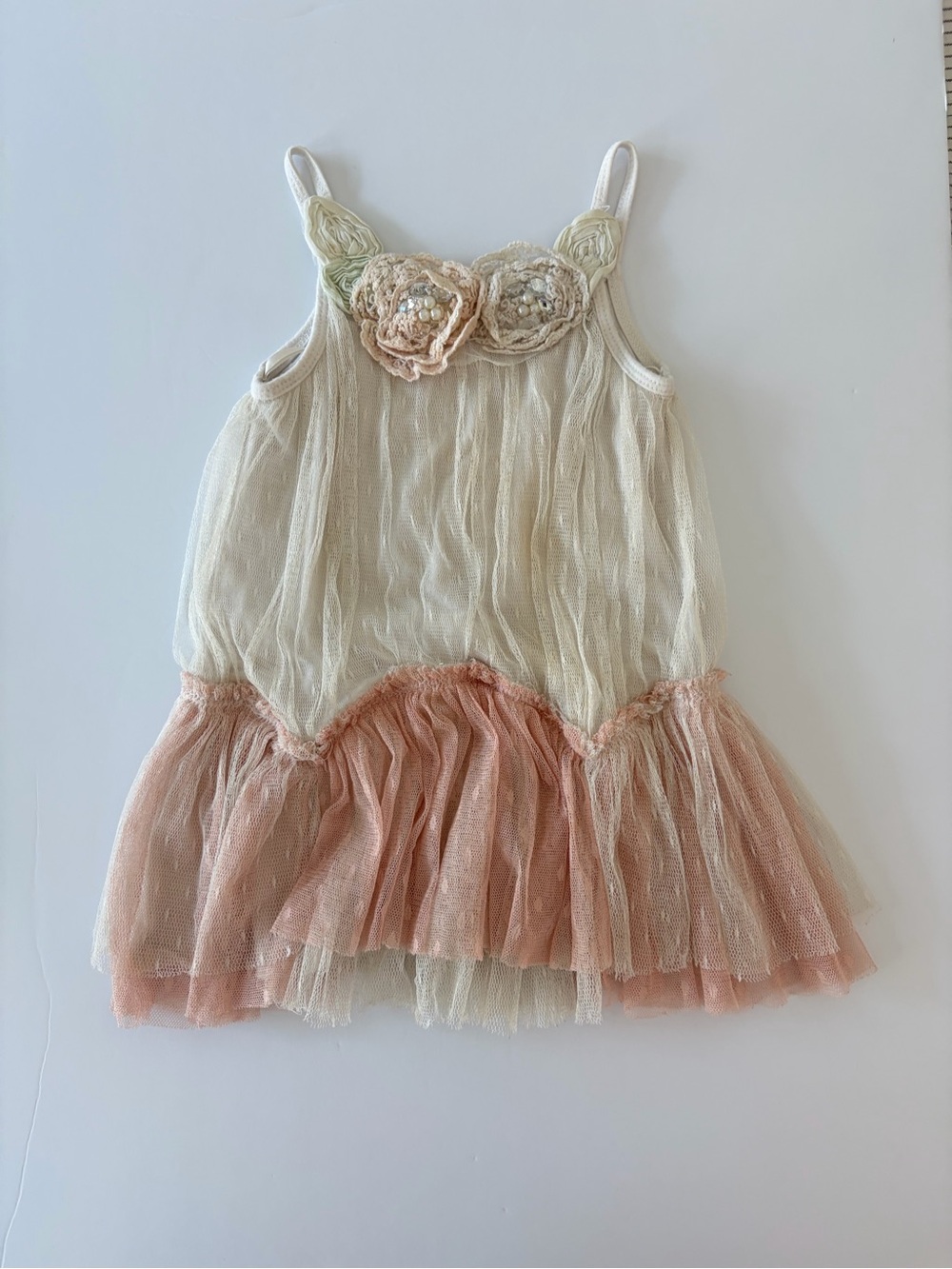 Baby Sara Whimsical Mesh And Tulle Overlay Dress 18m Baby Girl Delicate Pink